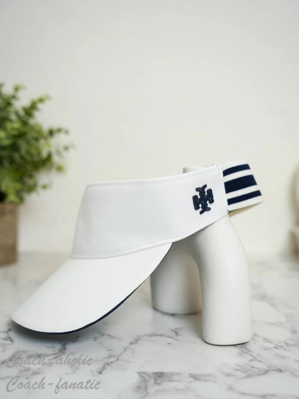 Tory Burch Sport Visor Performance Embroidered Big Logo Snow White NWT
